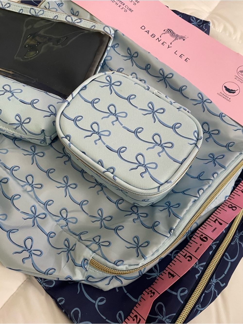Dabney Lee Light Blue & Navy Bow Print 2-Piece Packing Cube Set - Picture 9 of 9